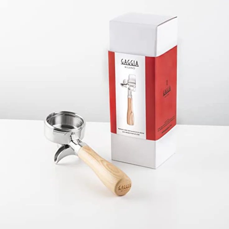 Gaggia RI9141/01, Filterhalter mit Holzgriff aus Eschenholz, Doppelauslauf, 58 mm Durchmesser, Braun/Silber – Bild 3