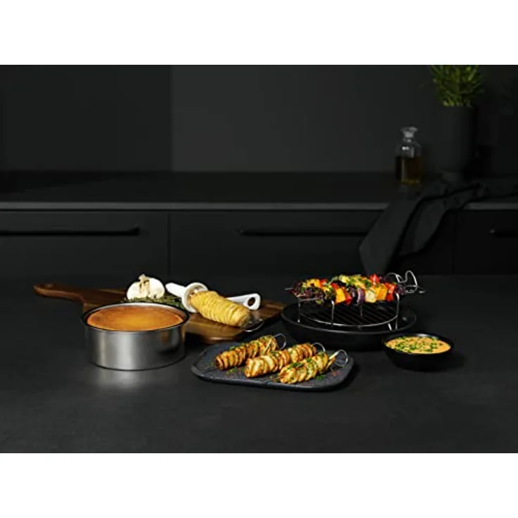 AEG AAFEK1 Erweiterungsset für Heißluftfritteuse AF6 (Mehrzweckform, Grillrost, Gemüsespiralschneider, Zubehör-Set, vielseitig einsetzbar, verschiedene Gerichte, leicht zu reinigen, edelstahl) – Bild 2