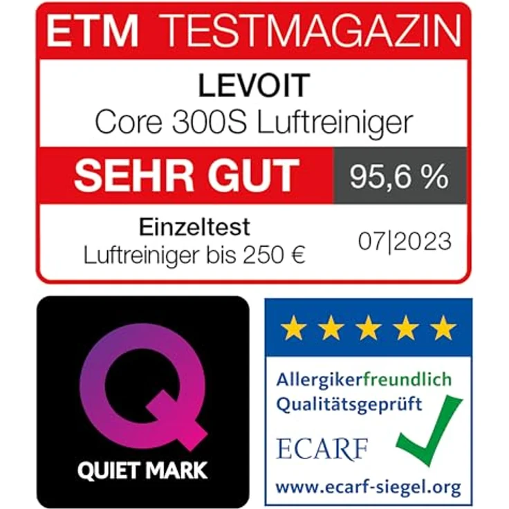 Levoit Core 300S Smart Luftreiniger, 15 Watt, 3-stufiges Filtersystem, weiß – Bild 2