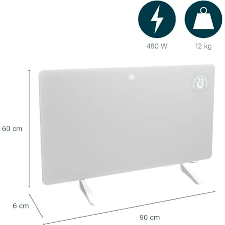 Princess Infrarot-Heizung Connected - Flacher Wandheizkörper - 480 W - Einstellbarer Thermostat bis 50 °C - 24-Stunden-Timer - Wochenprogrammierung - Weiß – Bild 3