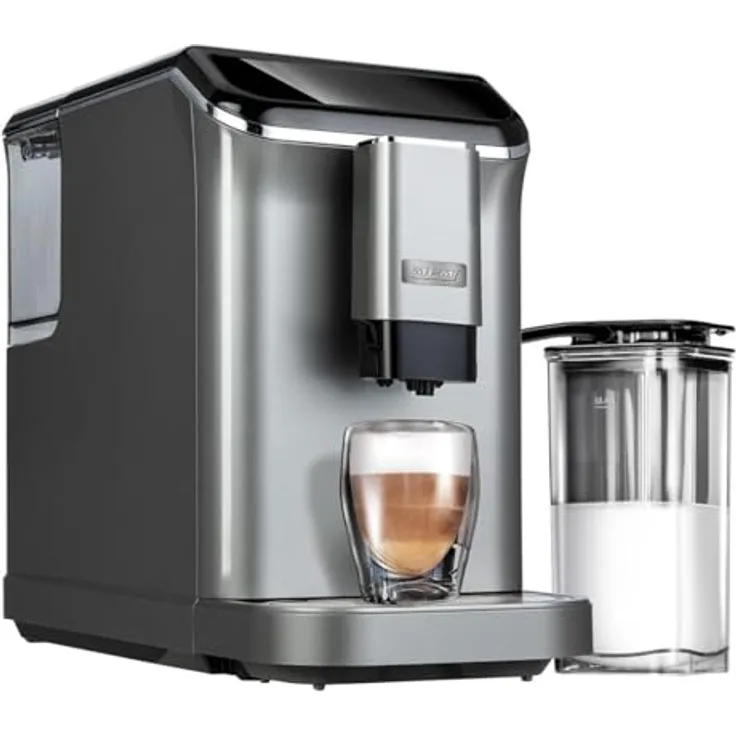 MPM Kaffeemaschine mit Mahlwerk - 20 Bar Druck - 5 voreingestellte Getränke - automatische Milchaufschäumung - kaffeevollautomat