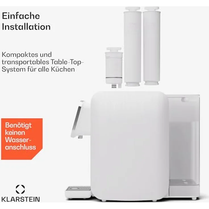 Klarstein AquaLine Osmose-Wasserfilter-System für Umkehrosmose, 3L Auftisch Wasserfilter-System mit 5-Stufige Filtration, 3 Filter & Touch Screen, Filtert Schnell Wasser, 2-Tank RO-Umkehrosmoseanlage – Bild 3