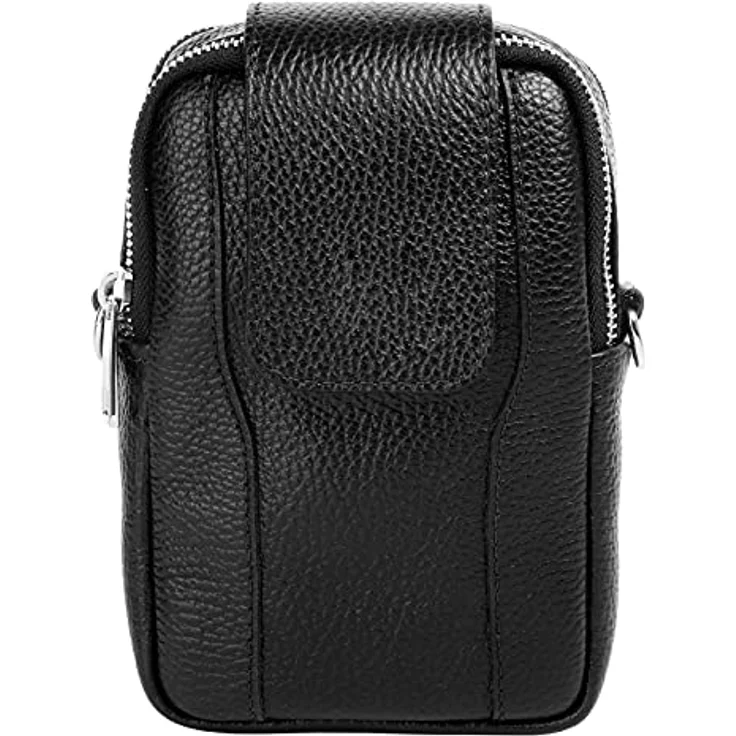Samantha Look Umhängetasche, echt Leder, Made in Italy, 2 Hauptfächer, abnehmbarer Schultergurt, 19 cm hoch – Bild 1