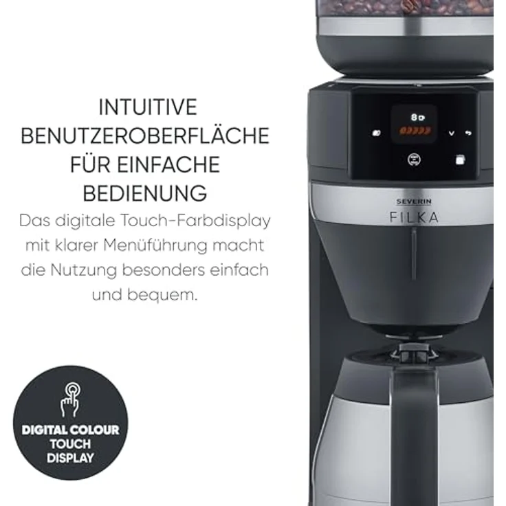 Severin KA 9695, Vollautomatische Filterkaffeemaschine mit isolierter Kaffeekanne, Schwarz – Bild 4