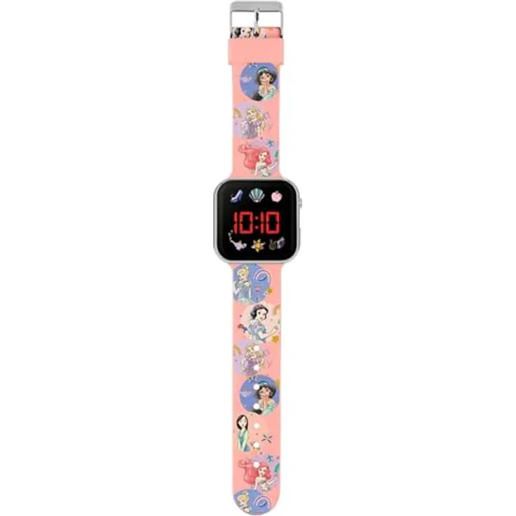 Accutime LED-Armbanduhr Disney Prinzessinnen (rosa) mit Digital-Anzeige, 22 cm lang - Preisvergleich
