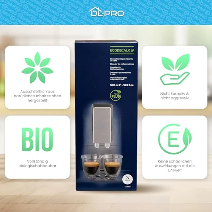 DL-pro Entkalker 500ml für DeLonghi 5513296041 SER3018 DLSC500 EcoDecalk, hochwirksam für Kaffeemaschinen und Kaffeevollautomaten, lebensmittelsicher und rückstandsfrei – Bild 3