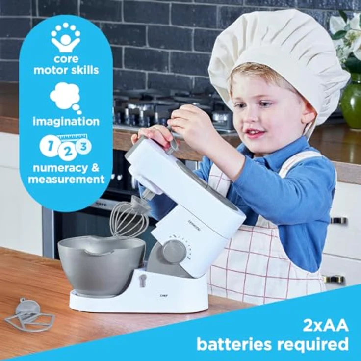 Casdon 63550 Kenwood Spielzeug-Mixer für Kinder ab 3 Jahren | perfekt für angehende Bäcker, die gerne echte Lebensmittel mischen, grau – Bild 3