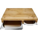KS-Tools - Schneidebrett mit 3 Edelstahl-Auffangschalen - Holz, perfekt für Grillpartys und bequemes Schneiden