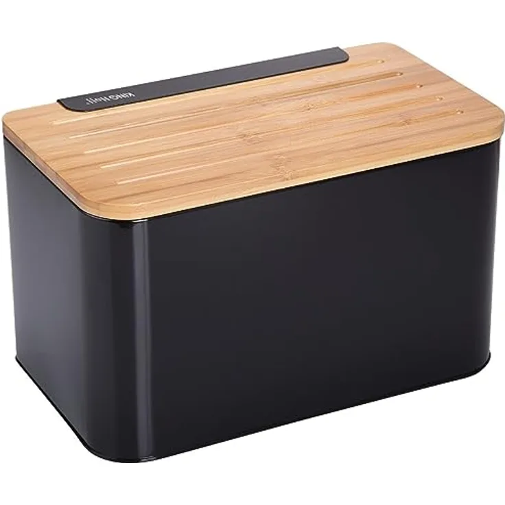 Kinghoff Brotkiste Holz und Edelstahl KH- 1071 (Schwarz)