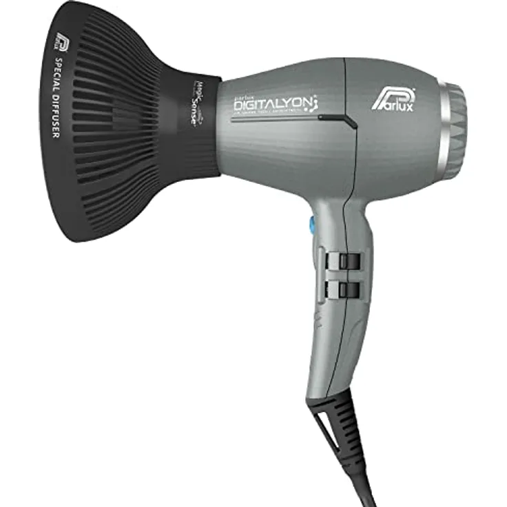 Parlux Digitalyon, professioneller Haartrockner mit Magic Sense Diffusor und schwarzen Ionen, sehr leicht und leistungsstark, Glitzergrau, hergestellt in Italien
