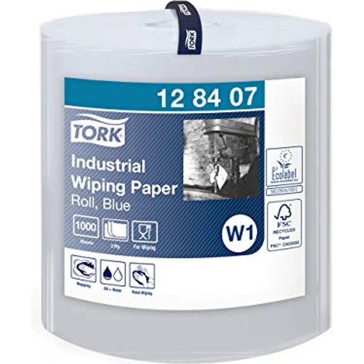 TORK 128407 Reinigungstücher, 3-lagige, blaue Papierwischtücher für schwere Reinigungsaufgaben – Bild 1