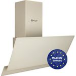 Wiggo Dunstabzugshaube 50cm kopffrei I Abluft Umluft Dunstabzug 300m³/h - LED Touch-Display 3 Stufen I Schräghaube inkl. Fettfilter & 2x Kohlefilter I Abzugshaube mit 2 teiliger Glasfront creme