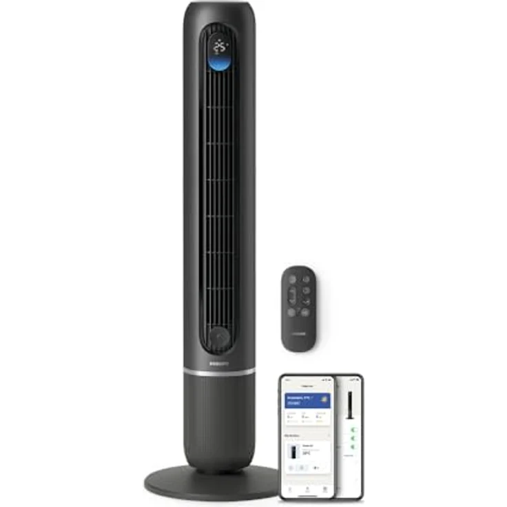 Philips 7000 Series CX7550/01, Smart Turmventilator mit Aromatherapie, Timer-Funktion, Fernbedienung, DC-Motor, Dunkelgrau/Metall (30 Watt) – Bild 1