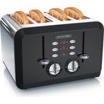 Arendo Edelstahl Toaster 4 Scheiben, Automatik, Edelstahl, Wärmeisolierendes Doppelwandgehäuse, schwarz, Toaster, Schwarz