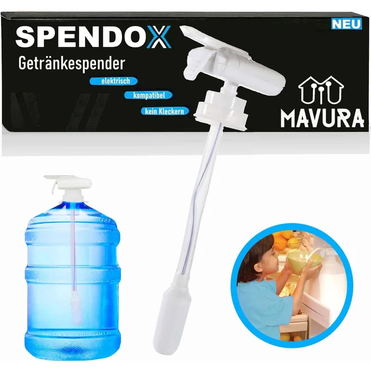 MAVURA SPENDOX Trinkwasserpumpe elektrische Pumpe Wasserspender Getränkespender, weiß – Bild 1