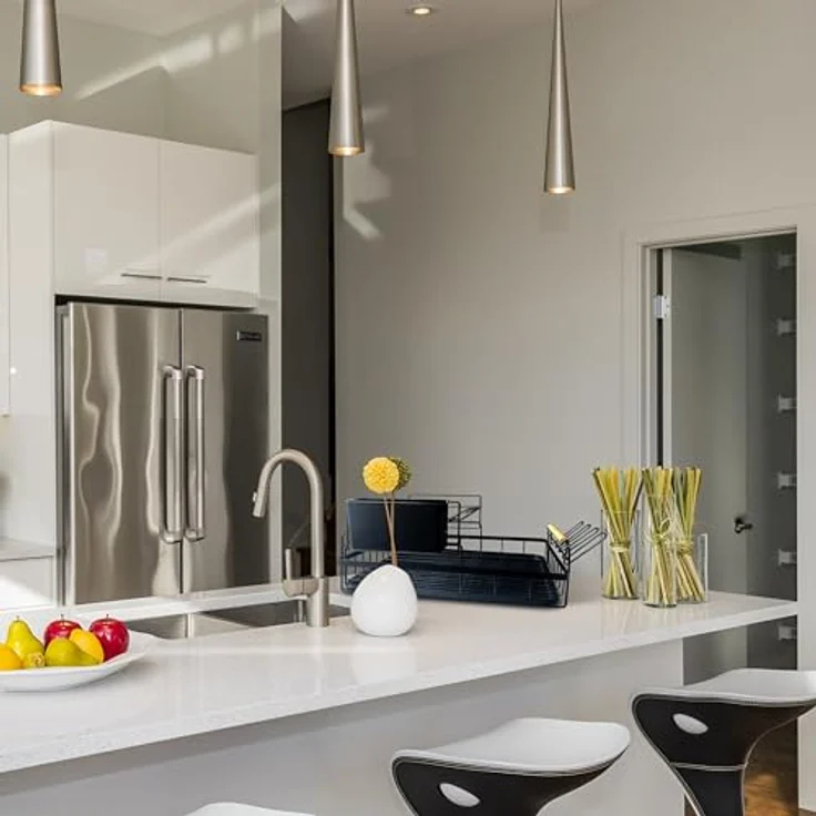 Retoo Geschirr Abtropfständer, platzsparender Geschirrabtropfer mit herausnehmbarem Tablett, 44 x 42 x 26.5 cm, Schwarz – Bild 4