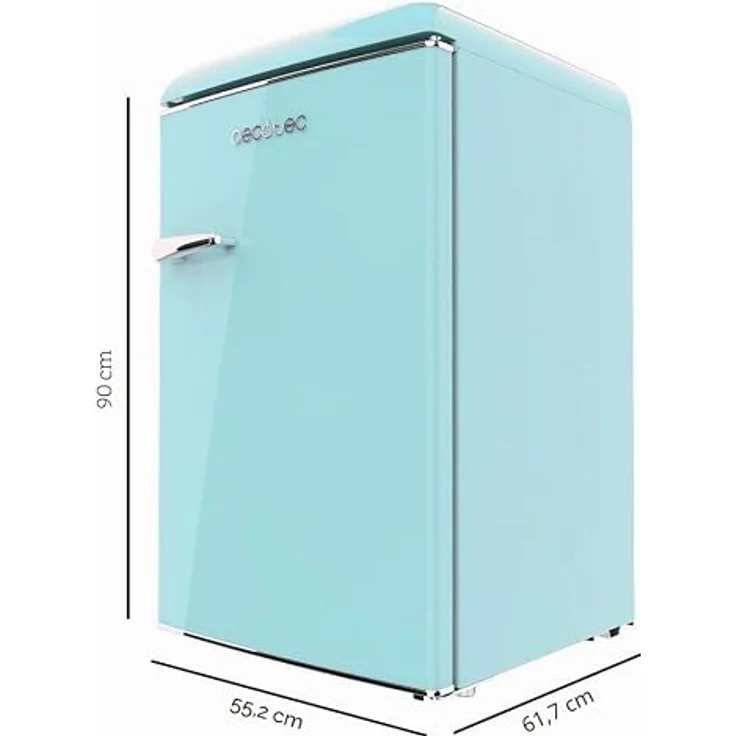 Cecotec Mini Retro Kühlschrank Bolero CoolMarket TT Origin 110, 110 L, Klasse E, ICEBOX, LED-Innenbeleuchtung, Chromgriff, Blau – Bild 2