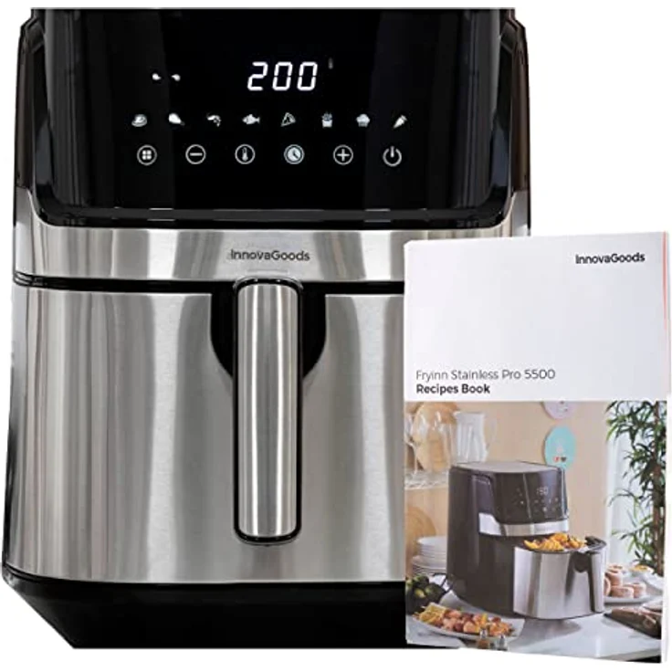 InnovaGoods® Heißluftfritteuse 5,5L, airfryer 1700W, 100 Rezepten auf DE, heissluftfriteuse mit 8 Programmen, Berührungsbildschirm, zeitschaltuhr und 360° Luftstrom, air fryer ideal für 4-6 Personen – Bild 1