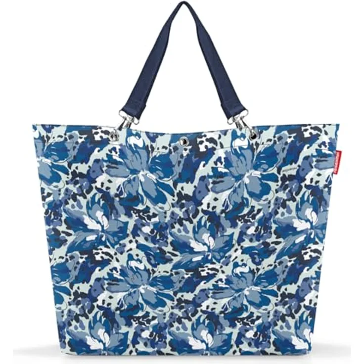 reisenthel shopper XL flora blue, Geräumige Shopping Bag mit wasserabweisendem Material und 35l Volumen