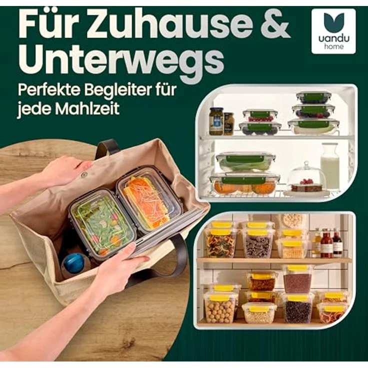 UANDU Lock & Fresh 5er Vorratsdosen Set, luft- und wasserdicht, BPA-frei, Anthrazit – Bild 4