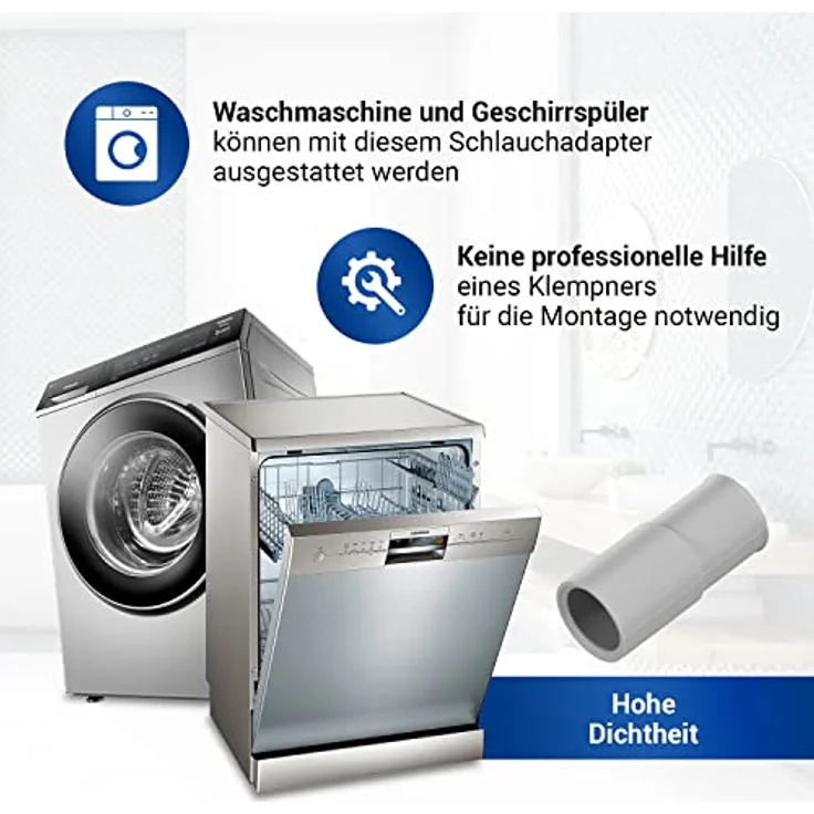 VIOKS Ablaufschlauch Adapter 21 auf 19 mmØ - Waschmaschine Abfluss Adapter Siphon für Ablaufschlauch Waschmaschine, Ablaufschlauch Geschirrspüler – Bild 4