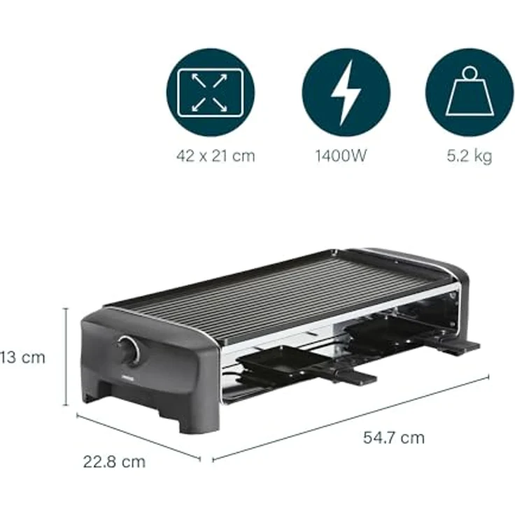 Princess Raclette Grill für bis zu 8 Personen - mit durchlaufender Grilplatte, 162840 – Bild 8