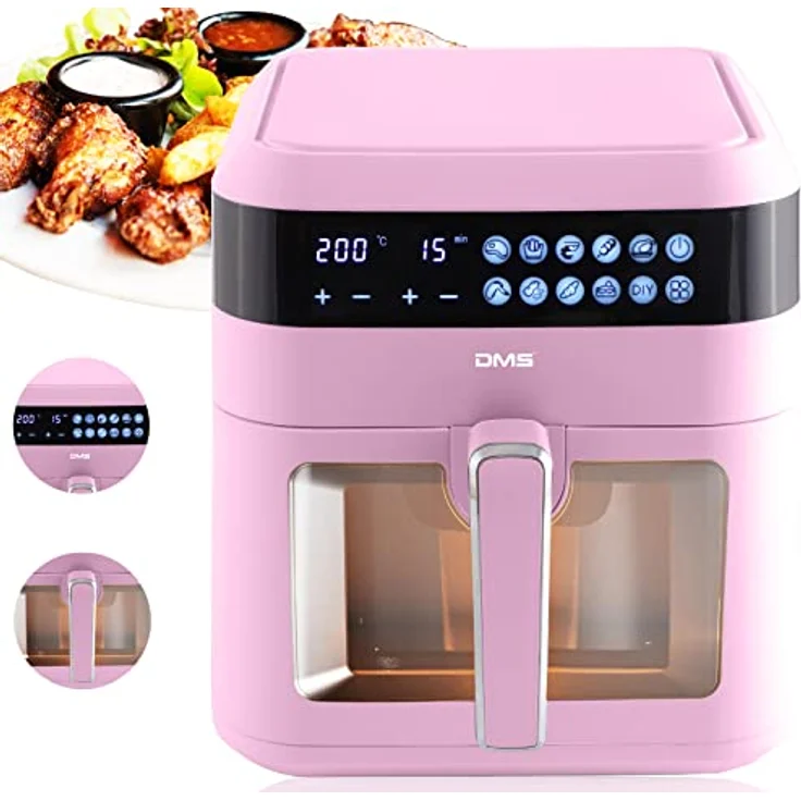DMS XXXL 7 Liter Heißluftfritteuse | fettfrei und ohne Öl | inklusive 10 Programmen und digitalem Touch Display | Timer | HFG-7 (Rosa) – Bild 3