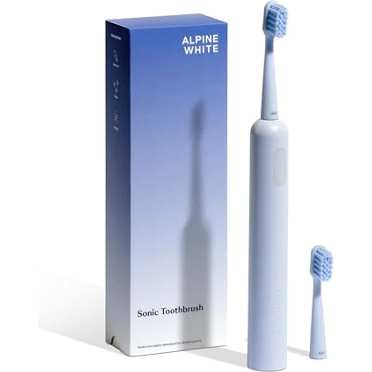 ALPINE WHITE Sonic Toothbrush - Elektrische Schallzahnbürste mit bis zu 40'000 Schwingungen pro Minute und 3 Intensitätsstufen – Bild 1