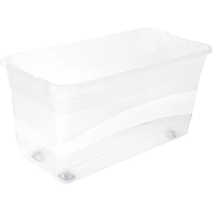 keeeper Aufbewahrungsbox mit Rollen, Deckel und Schiebeverschluss, 79,5 x 39,5 x 41 cm, 83 l, Konrad, Transparent – Bild 5