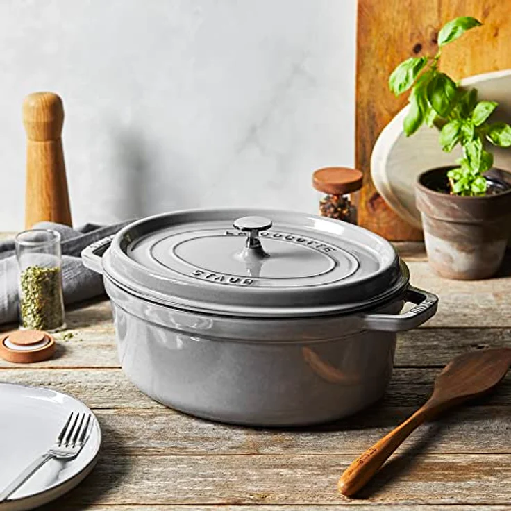 Staub Cocotte, oval, Induktionsgeeignet, Gusseisen, Graphitgrau, 37 cm, 1 Einheiten – Bild 5