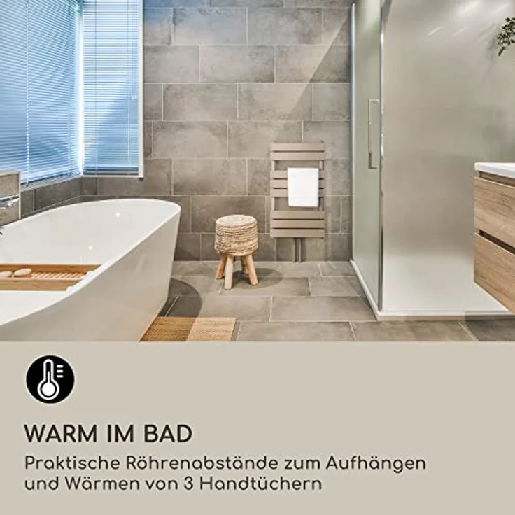 Blumfeldt Badheizkörper, Design Heizkörper Flach, 355 W Vertikal Heizkörper mit Thermostat, für Badezimmer & Wohnzimmer – Bild 2