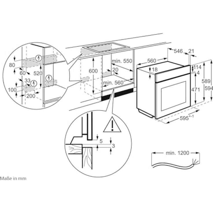 AEG 5000 SurroundCook NBA5P40AK, Einbaubackofen mit SteamBake, pyrolytischer Selbstreinigung und 71 Liter Garraum, Schwarz – Bild 5