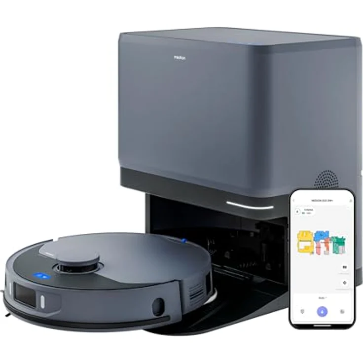 MEDION Saugroboter X55 SW+ Pro, 3-in-1 mit Absaugstation, 10000Pa Saugkraft, Lasernavigation und Wischfunktion – Bild 1