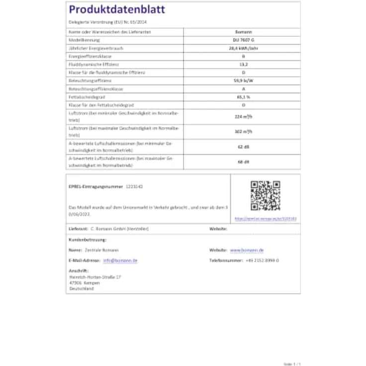 Bomann® DU 7607 G, matte Dunstabzugshaube 60 cm, leise, Umluft/Abluft, 302 m³/h, inklusive Montage-Material – Bild 8