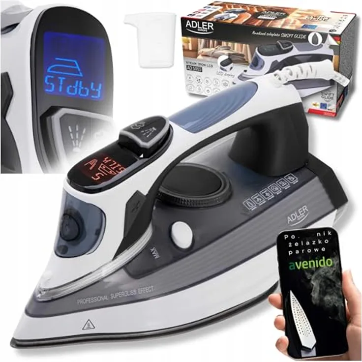 Adler Dampfbügeleisen AD 5053, 3000 Watt mit 240 g/min Dampfausgabe, Schwarz-Grau-Weiß