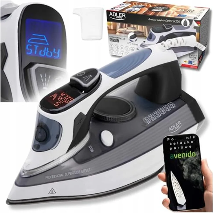 Adler Dampfbügeleisen AD 5053, 3000 Watt mit 240 g/min Dampfausgabe, Schwarz-Grau-Weiß – Bild 1