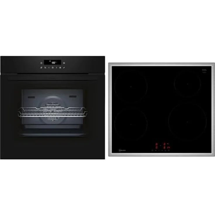 NEFF BTX46PIB0 Einbau-Herd-Set, B2CCJ7AK3 Herd 60 x 60 cm mit Pyrolyse und EasyClean Selbstreinigung, Air Fry, T46SBE1L0 Induktionskochfeld mit Touch Control und Powerstufe, Edelstahlrahmen – Bild 1