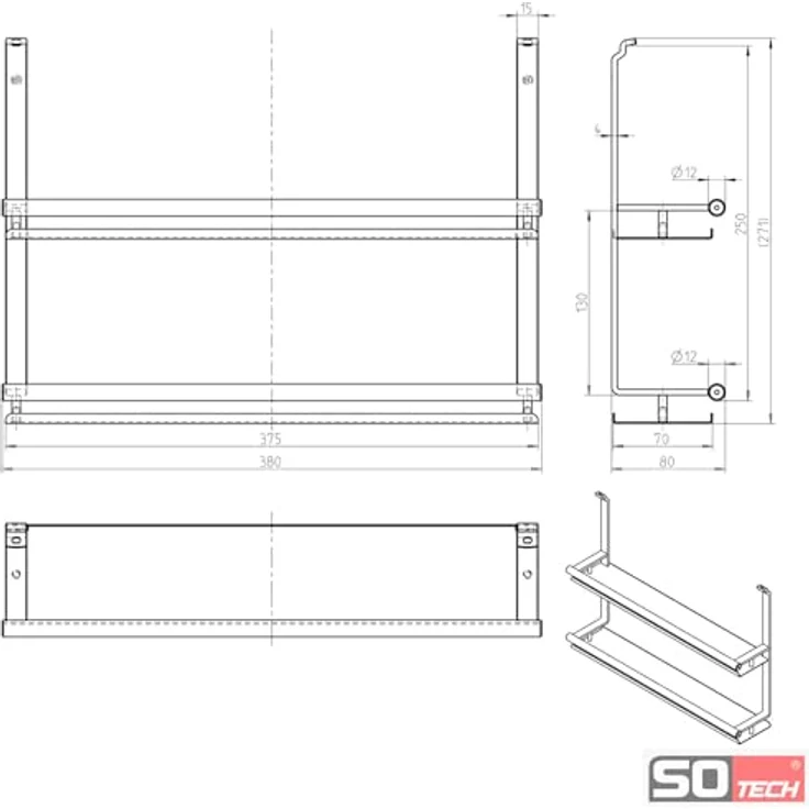 SOTECH Kesseböhmer Linero style Gewürzbord schwarz 2-etagig 380 x 80 x 271 mm zum Einhängen – Bild 5