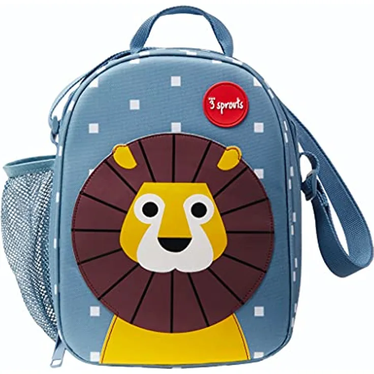 3 Sprouts Lunch Tasche, isolierte Lunchbox in Blau mit verstellbarem Gurt, phthalat- und BPA-frei, 25.4 x 9.5 x 20 cm