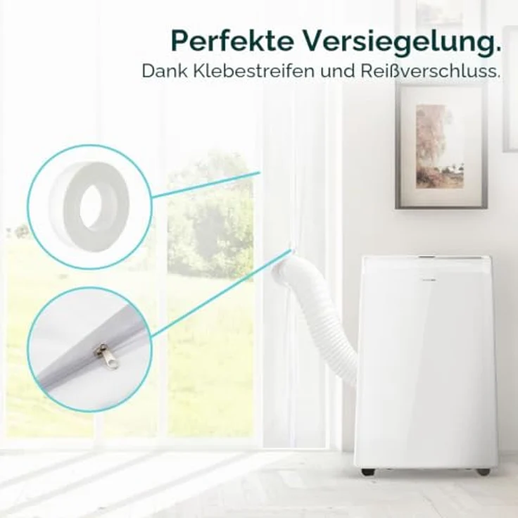 Cecotec Fensterabdichtung 230x35 cm für Klimaanlagen-Abluftschlauch, 100% Polyester mit Reißverschluss und Klebeband zur perfekten Abdichtung – Bild 2