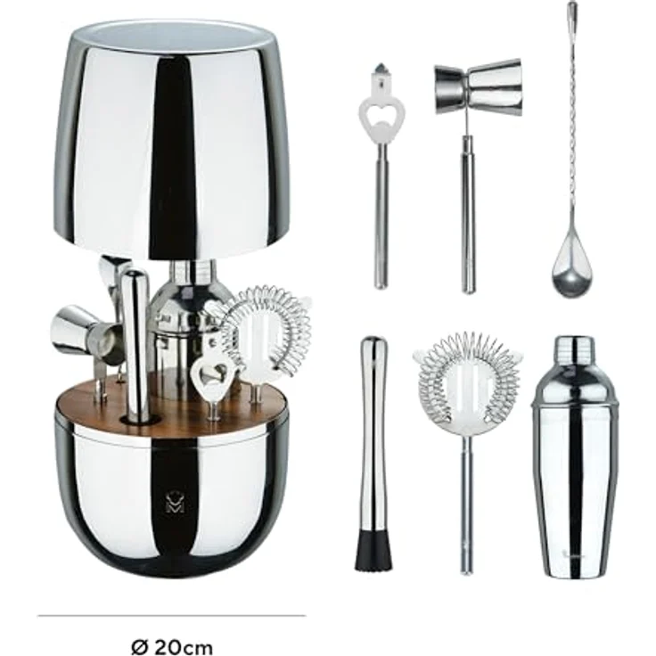 MasterPRO The Drop, 6-teiliges Cocktail-Set aus Edelstahl, mit Sieb, Flaschenöffner, langem Löffel, Cocktail-Shaker, Jigger und Zerkleinerer, stilvoll und professionell – Bild 3