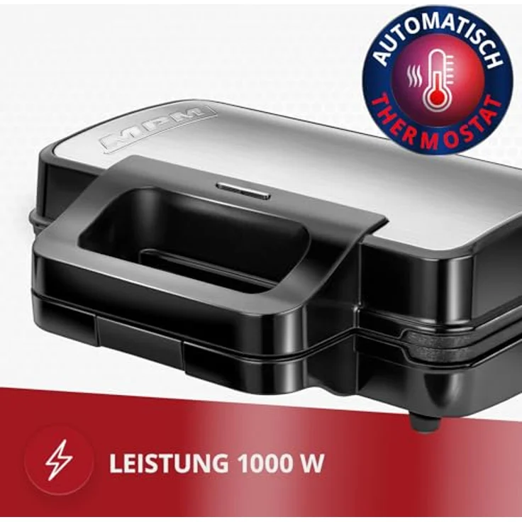 MPM MOP 43M 3-in-1 Küchengerät - Sandwichmaker + Kontaktgrill + Waffeleisen - 1000 W - mit Thermostat – Bild 3