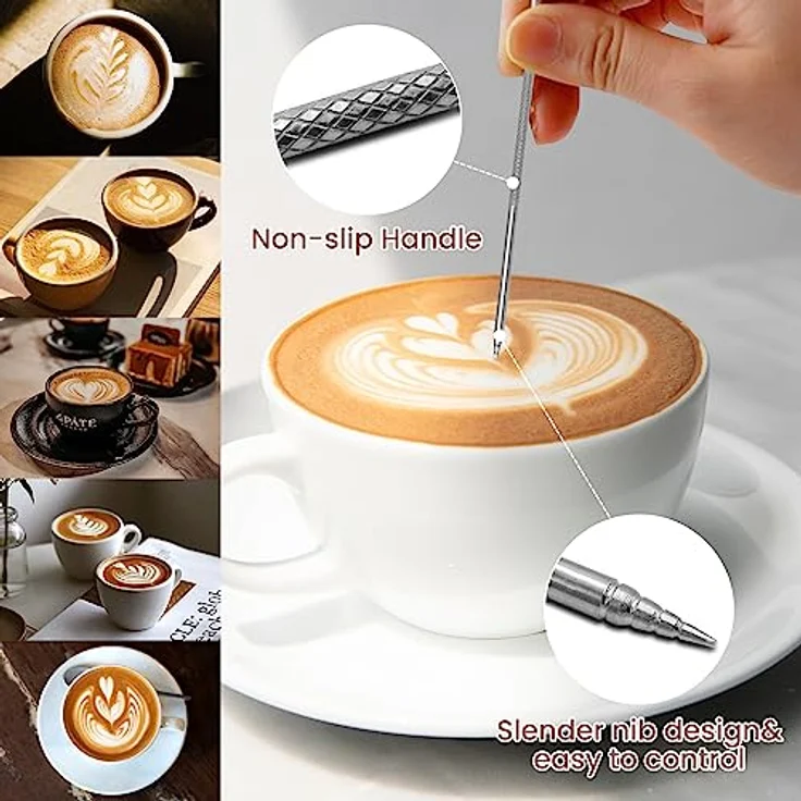 Dailyart Milchkännchen aus Edelstahl, 350ml/12oz, tropffreies Design, ergonomischer Griff, Silber – Bild 5