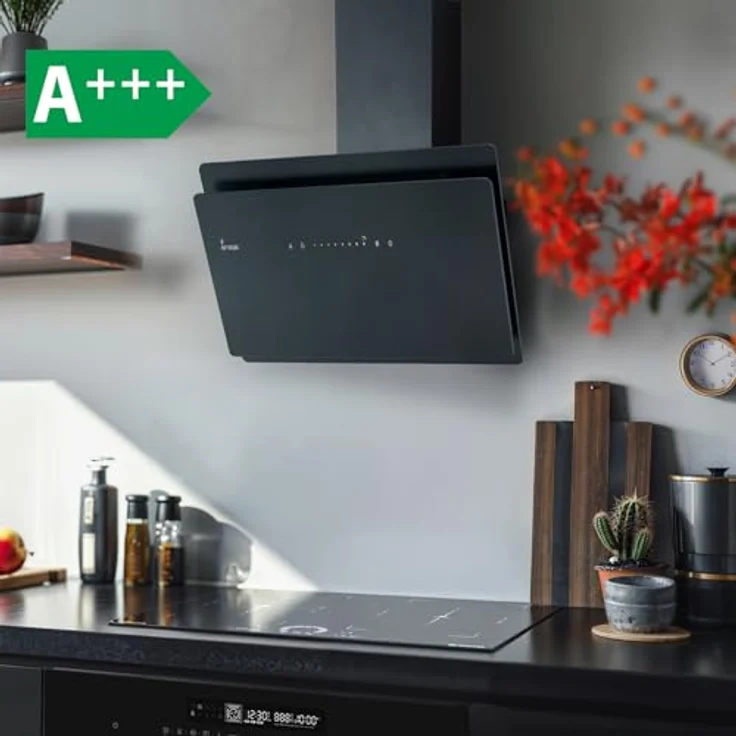 KKT KOLBE SOLO9005SM Dunstabzugshaube 90 cm, A+++ Energieeffizienz, 782 cbm/h, Umluft/Abluft, Smart WiFi, Glas Schwarz, SensorTouch, RGBW LED-Beleuchtung, Nachlaufautomatik – Bild 2