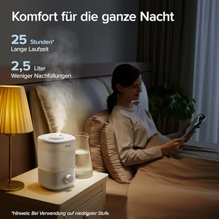Levoit 2,5L Mini Luftbefeuchter bis 25H für Schlafzimmer Kinderzimmer, 26dB leise Top-Fill Humidifier für Baby Pflanzen, Raumbefeuchter mit 360° drehbarer Düse, automatische Abschaltung – Bild 2