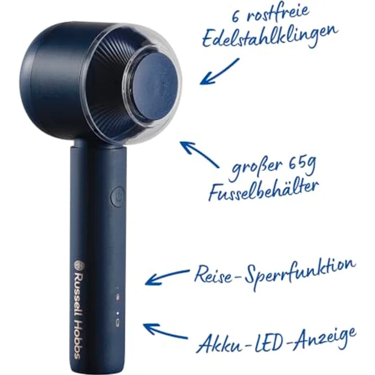 RUSSELL HOBBS Revive Fabric Shaver 27660-56, kabelloser Fusselrasierer mit 90 Minuten Betriebsdauer, inklusive USB-C-Ladekabel und Reinigungsbürste – Bild 3