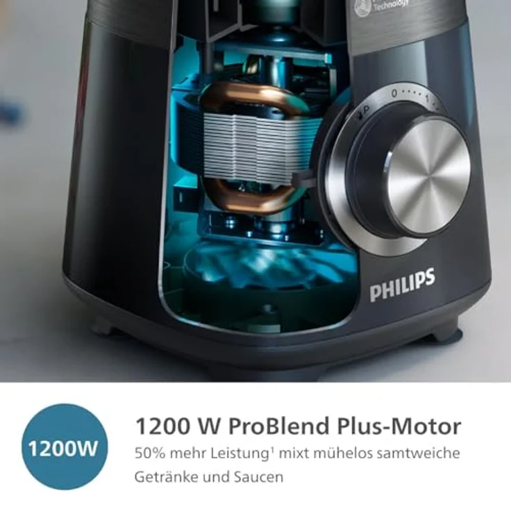 Philips 5000-Serie Standmixer inkl. Blend-and-go-Behälter - 1200 W. 2L maximales Fassungsvermögen. ProBlend Plus-Technologie. Spülmaschinengeeignet. Automatisierte Reinigung. Schwarz (HR3041/00) – Bild 3