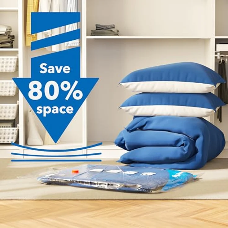 MEIQIHOME Vakuum-Aufbewahrungsbeutel, 12 Jumbo, luftdichte Kompressionsbeutel für Kleidung und Bettwaren, 100 x 70 cm, platzsparend, reißfest und wasserabweisend – Bild 2