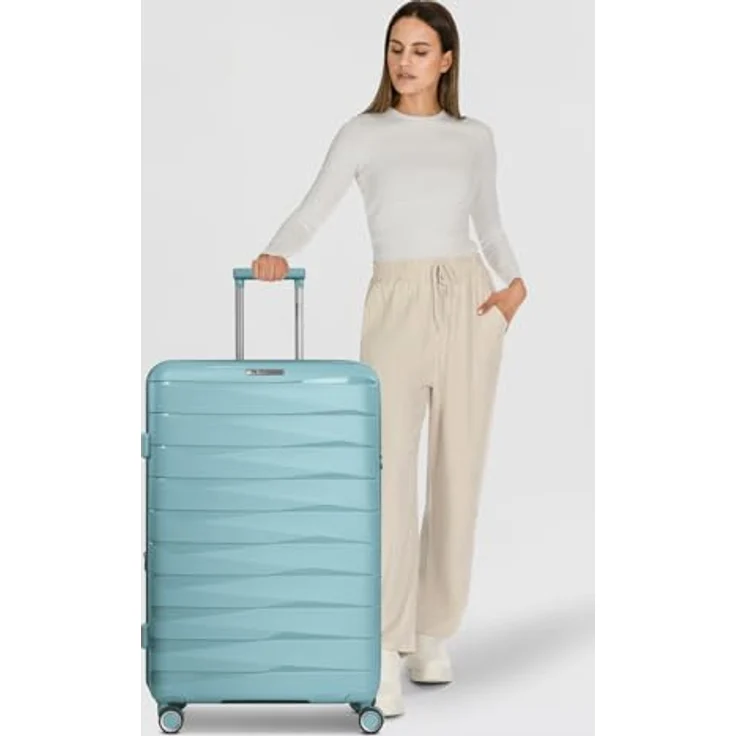 Franky London Serie XL Trolley, großer Hartgepäck Check-in Koffer 49 x 28 x 74 cm aus Polypropylen mit 91 Liter Volumen, 4 Doppelrollen und Zahlenschloss für Damen und Herren – Bild 5