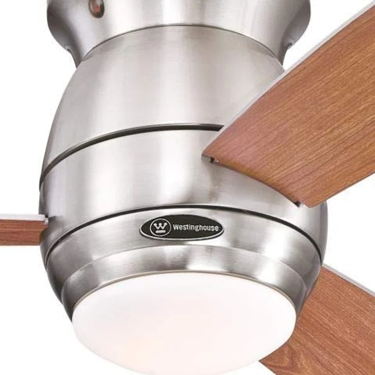Westinghouse Lighting Halley, Deckenventilator Einzelleuchte mit Opalmilchglas, Metall, Gebürstetes Nickel, 112 x 112 x 350 cm – Bild 3